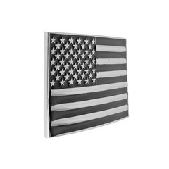 American Flag Men&rsquo;s Belt Buckle USA Pride Shiny Silver Enamel Fits 1.5&Prime; Belts