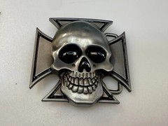Skull Head Celtic Iron Cross Cutout Gothic Punk Biker 3D Dimensional Belt Buckle