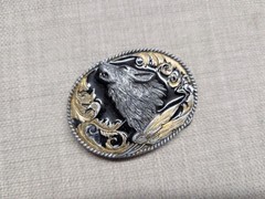 vintage WOLF belt buckle NATIVE AMERICAN INDIAN siskiyou SOUTHWESTERN engamel