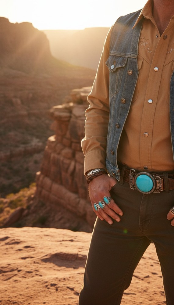 Men Women Southwestern Fashion Belt Buckle Silver Metal Turquoise Blue Cowboys