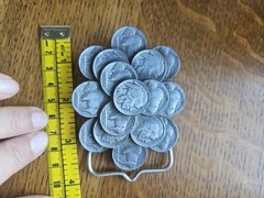 Vintage Faux Indian Head & Buffalo Nickel Belt Buckle 1986 Made In USA