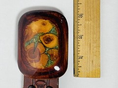 Vintage Wood and Stone Polished Acrylic Belt Buckle and Leather Belt Brass