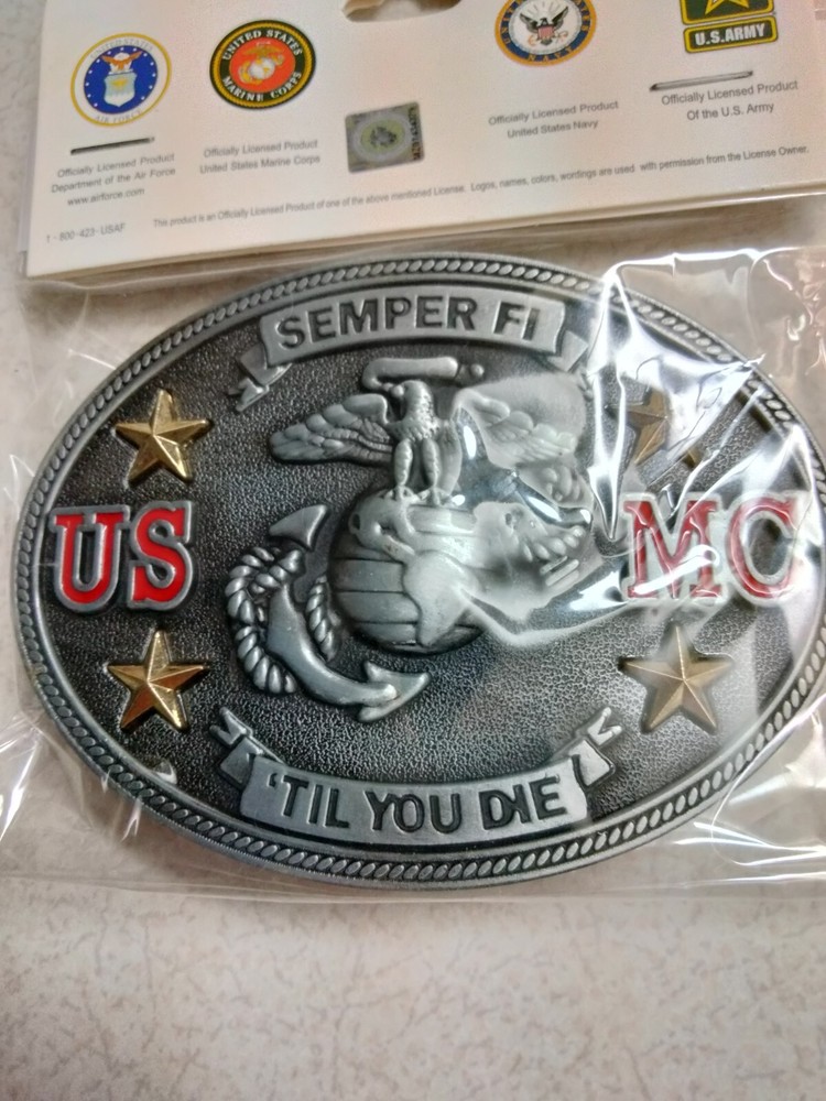 Licensed product,Glossy, Patriotic, U.S.M.C., U.S. Marine Corps belt Buckle, NIP