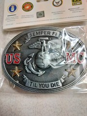 Licensed product,Glossy, Patriotic, U.S.M.C., U.S. Marine Corps belt Buckle, NIP
