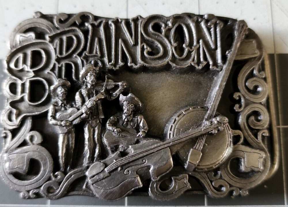 Vintage BRANSON MISSOURI Belt Buckle Banjo Fiddle~Big Cabin MADE IS THE U.S.A