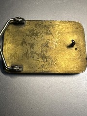 Vintage Wood and Brass Inlay Belt Buckle Mid Century Danish Modern Style