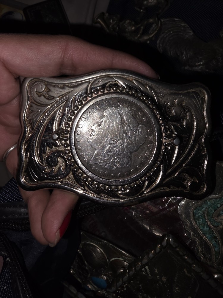 Morgan Silver Dollar Coin 1886 Western Style Belt Buckle