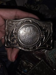 Morgan Silver Dollar Coin 1886 Western Style Belt Buckle