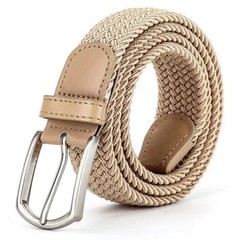 Elastic Braided Canvas Belt Men Women White Black Pin Buckle Daily Belts
