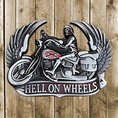 Rider Belt Buckle HELL ON WHEELS Western Style Motorcycle Buckle