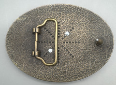 Old English / Gothic Initial “N” Bronze And Gold Tone Western Cowboy Belt Buckle