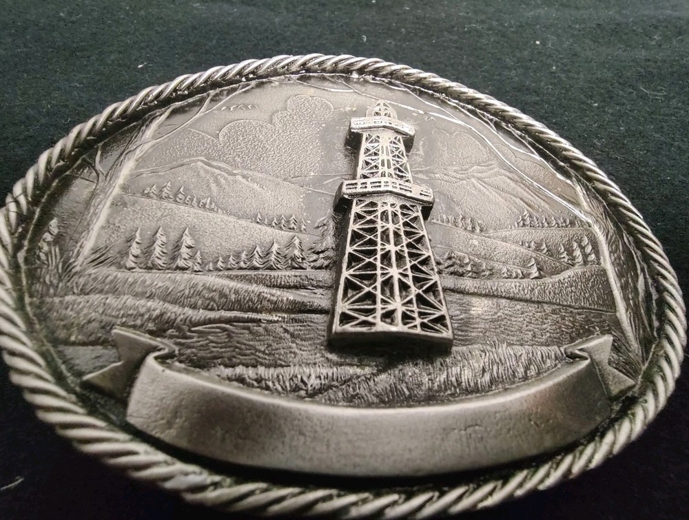 Vtg Oilfield Blank Personalized Banner 1981 Metal Belt Buckle Great American USA