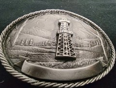 Vtg Oilfield Blank Personalized Banner 1981 Metal Belt Buckle Great American USA