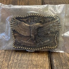NRA Golden Eagles Belt Buckle Brass Tone Eagle Made in USA New in Bag, Vintage