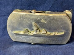 VTG Naval USS Trippe FF-1075 Belt Buckle Military Style Knox Class Frigate Japan