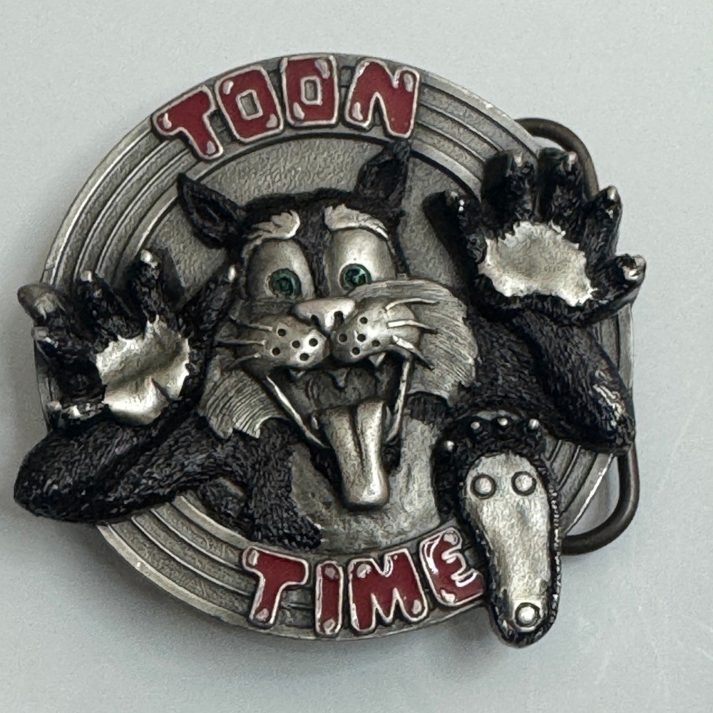 Bergamot 1994 Toon Time Cat Belt Buckle Pewter Made in USA G 77