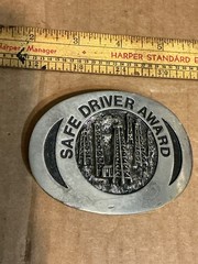 Used Metal Alloy Getty Oil 1983 #2368 Safe Driver Belt Buckle