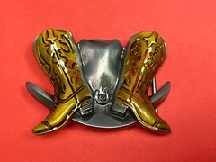 Boots And Hat – Country Western Cowboy Cowgirl Cut Out Vintage Belt Buckle