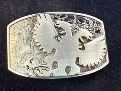Eagle Phoenix Bird Spreading Wings Multi Layer Silver Color Belt Buckle