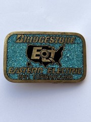 VTG Bridgestone DynaBuckle Eastern Electric 1991 Turnaround Brass Belt Buckle