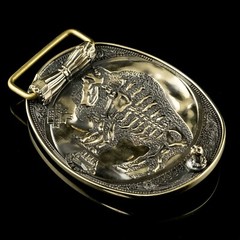 Indian chief skull brass, belt buckle, Liberty 1935 coin, Chief Indian head