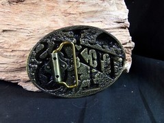 Texas Belt Buckle, has Armadillo, Oil Rig, Longhorn Steer, State of Texas, Star