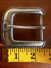 Vintage Ariat Western rope style Belt Buckle Silver Toned Rope Edge 2006
