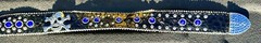 Skull covered in Clear & Blue Rhinestones Belt & Belt Buckle,Missing Some Stones