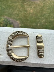 Western Belt Buckle Set – Antique Brass Finish