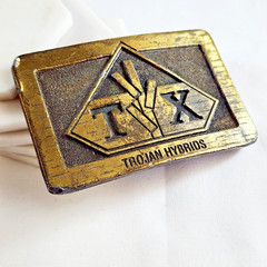 Trojan Hybrids Belt Buckle Farm Seed Corn Ag Advertising Heavy 3 x 2