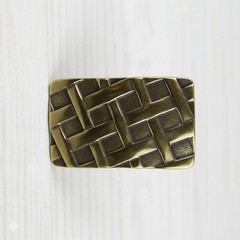 Grid Belt Buckle Rectangular Old Brass Vintage Braided Pattern Masculine