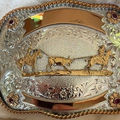 Montana Silversmiths Silver Plate Western Horse Belt Buckle Rope Edge 1.5in