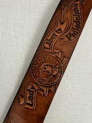 USA commerative 200th anniversary leather belt & buckle, Sz M 34-36, America!