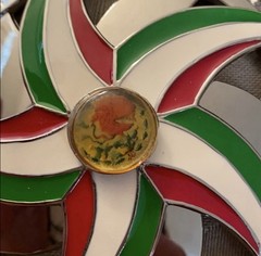 Belt Buckle Men’s Star Spinner 3.85” Diameter Red White & Green Christmas Gift