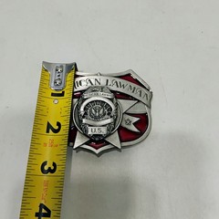 SISKIYOU Red Enamel Belt Buckle American Lawman Vintage 1986 Law Enforcement