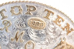 Vtg 1980 RMQHA Top Ten Trophy Belt Buckle Rocky Mountain Quarter Horse Colorado