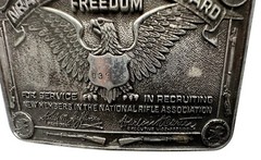 1980s NRA LEADERSHIP AWARD FOR SERVICE IN RECRUITING SILVER METAL BELT BUCKLE