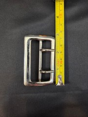 Sam Browne Belt Buckle Double Prong USA Heavy Duty 1.75 Inch Silver Tone