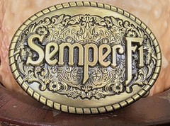 Marine Corps USMC Semper Fi bronze Western Military Belt Buckle Oval Metal Men
