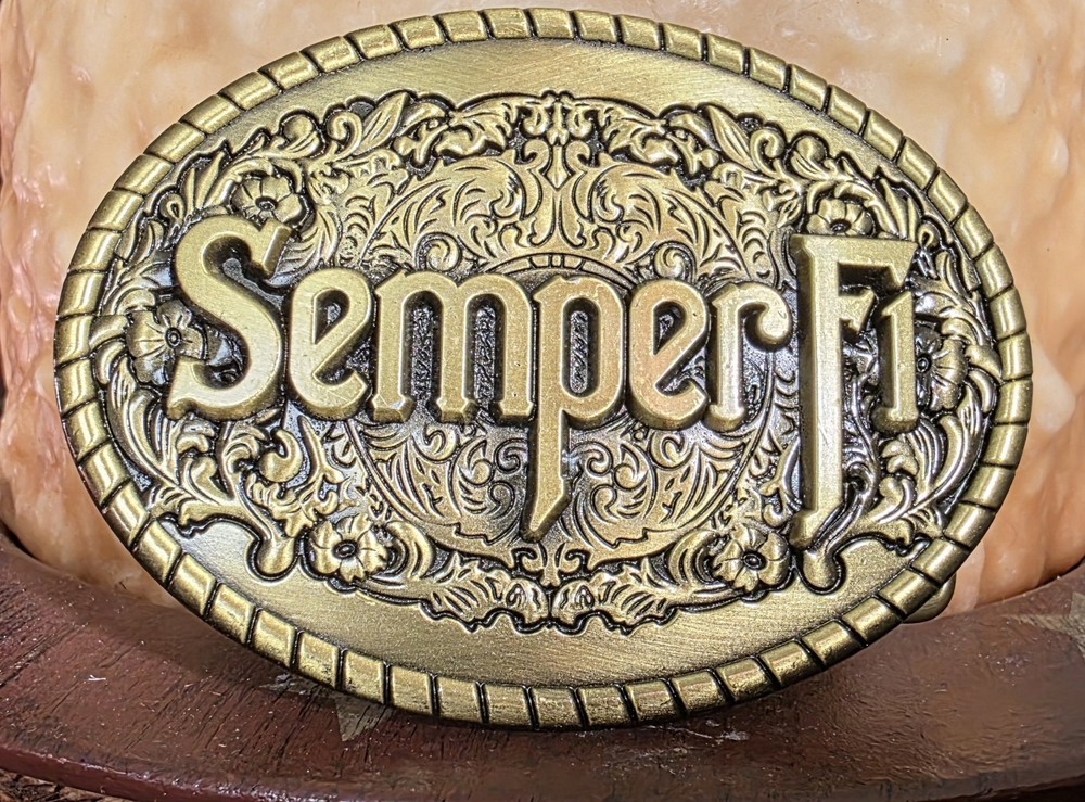 Marine Corps USMC Semper Fi Military Belt Buckle Oval Metal Men Women