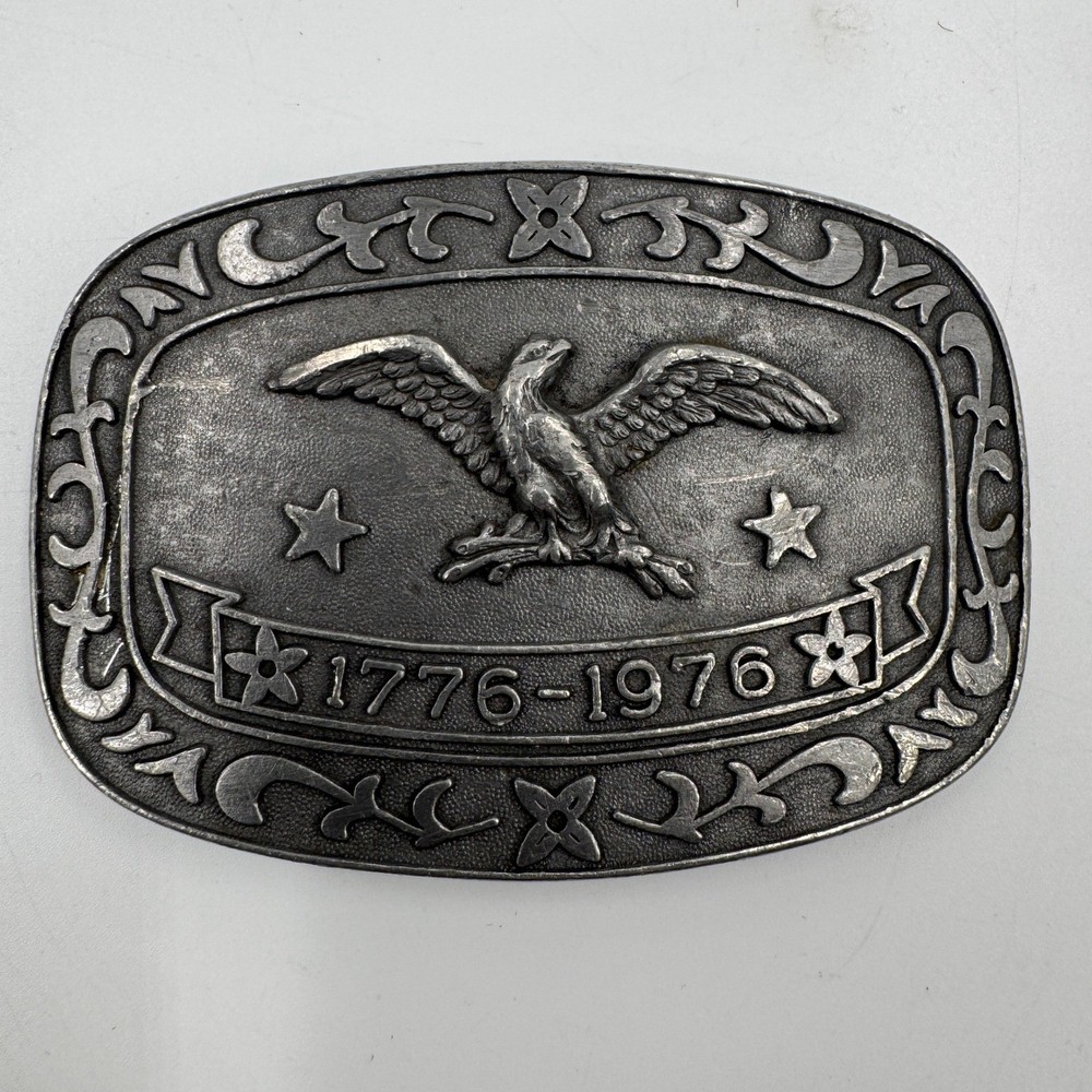 Celebrity Belt Buckle Unisex OS Silver Bicentennial 1776-1976 Eagle Americana
