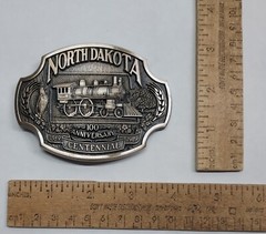 NORTH DAKOTA – 100th ANNIVERSARY – CENTENNIAL – #d – belt BUCKLE – listing #7204