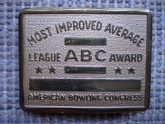 ABC Bowling League Award Brass Belt Buckle RARE Most Improved Average