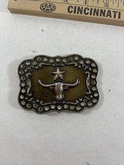 Vintage Belt Buckle Western Cowboy Texas Steer Star A212 Classico Italia