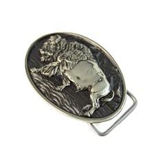 German silver American Bison Buffalo Buckle, Western American cowboy style, Wild