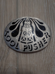 Vintage 1980 R&B German Silver Belt Buckle Tool Pusher Oil Derrick Handcrafted