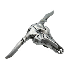 Men Western Silver Metal Belt Buckle Long Horn Texas Cow Bull Skull Jeans Pant