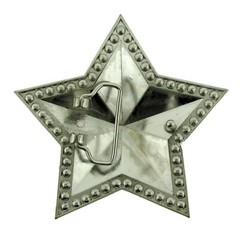 New Men Big Silver Star Belt Buckle Rhinestones Blinged Out Hip Rock Punk Tattoo