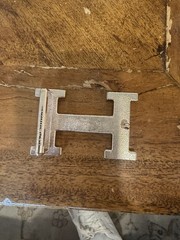 Hermès H Logo Reversible Interchangeable Belt Buckle Metal 1.25&Prime; Gold/Silver