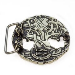 World Tree german silver belt buckle, Scandinavian Nordic Celtic runic Tree